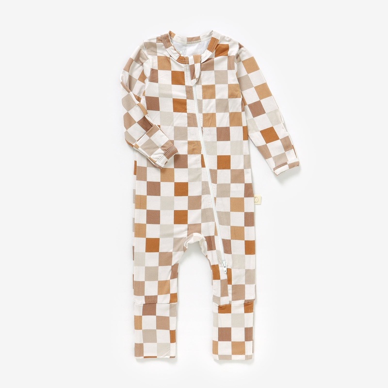 Bamboo Zip Baby Pajamas – Checkered