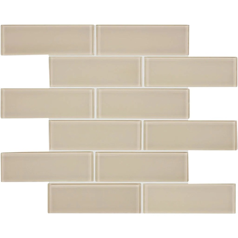 Earth 2×6 Brick on 11.75×11.75 Mesh Glass Mosaic Tile Element Series – Aquatica Collection