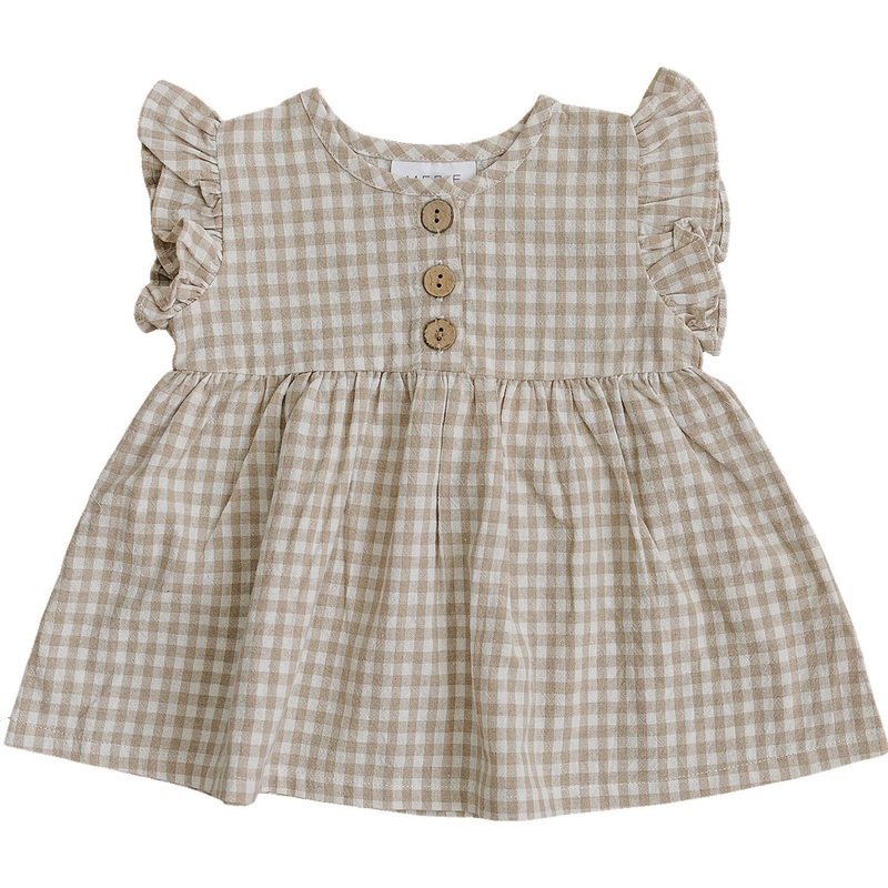 Gingham Ruffle Linen Dress|0-3|3-6|6-12|18|2T|3T|4T|5T