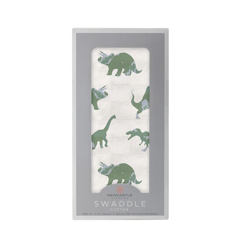 Granite Green Dinosaurs Cotton Swaddle