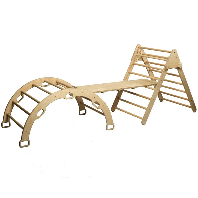 Montessori Climbing Set (3 Pieces)| Pikler Triangle, Climbing Arch & Ramp