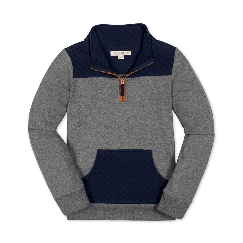 Organic French Terry Half-Zip|X-Small|Small|Medium|Large|X-Large|Navy and Dark Gray Heather