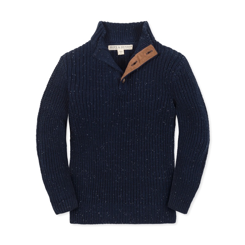 Organic Mock Neck Sweater|XX-Small|X-Small|Small|Medium|Large|X-Large|Navy Fleck