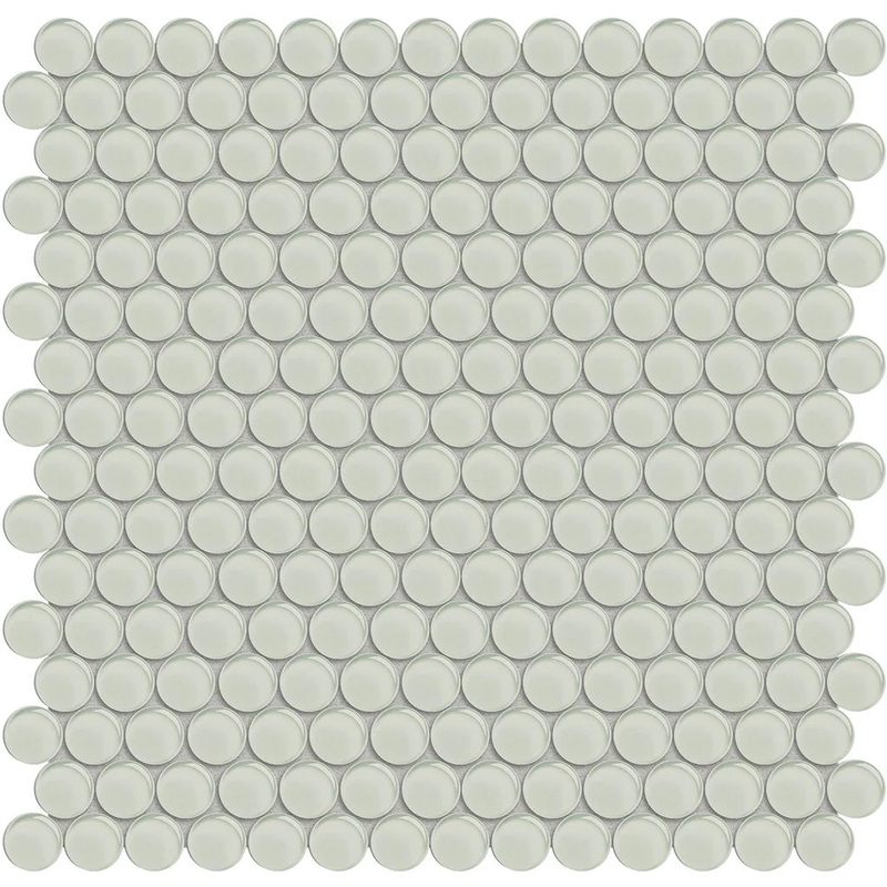 Penny Round Sand on 11.5×11.75 Mesh Glass Mosaic Tile Element Series – Aquatica Collection