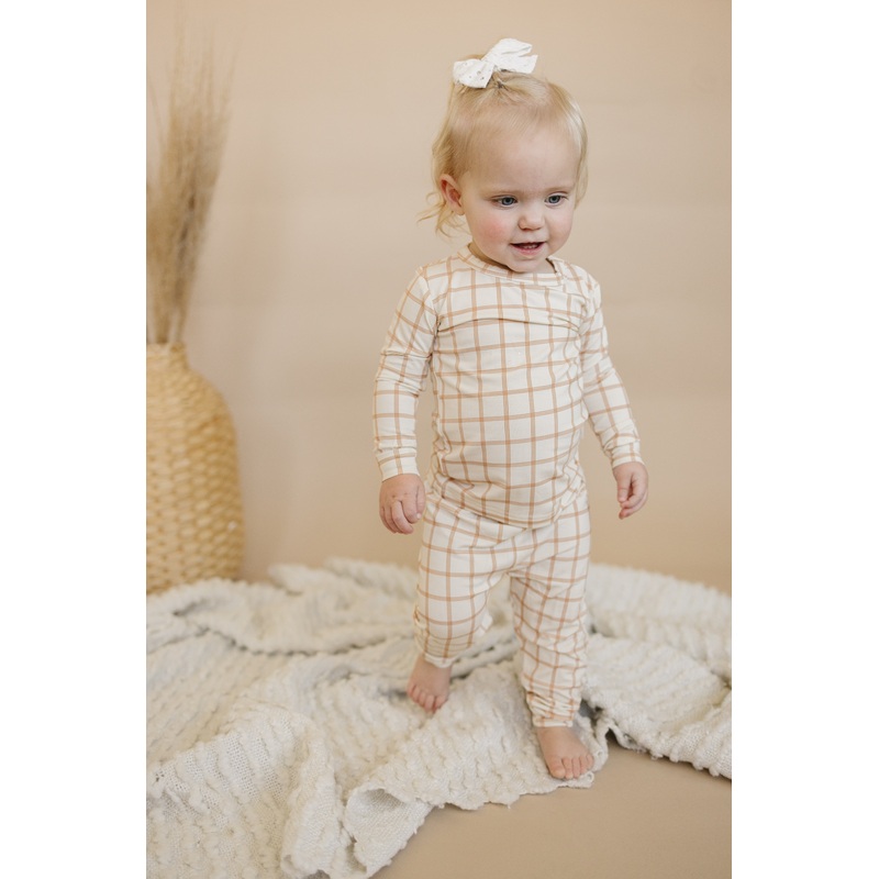 Pumpkin Plaid Bamboo Baby Pajamas – 2 Piece Set