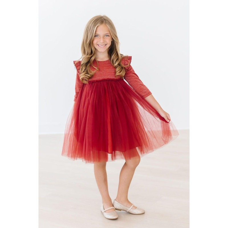 Pumpkin Spice Shimmer 3/4 Sleeve Tutu Dress