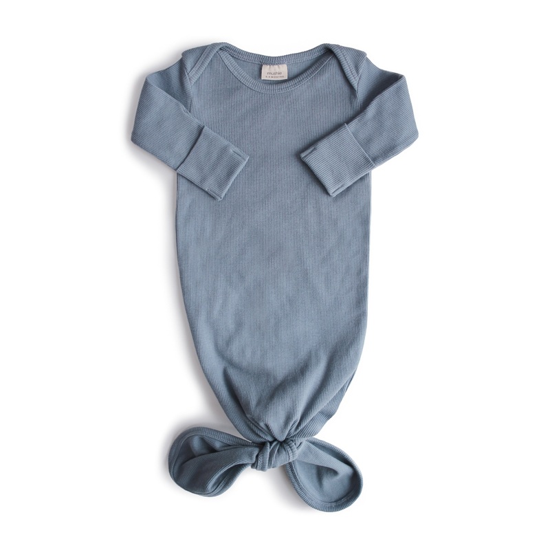 Ribbed Knotted Baby Gown|Tradewinds|Cedar