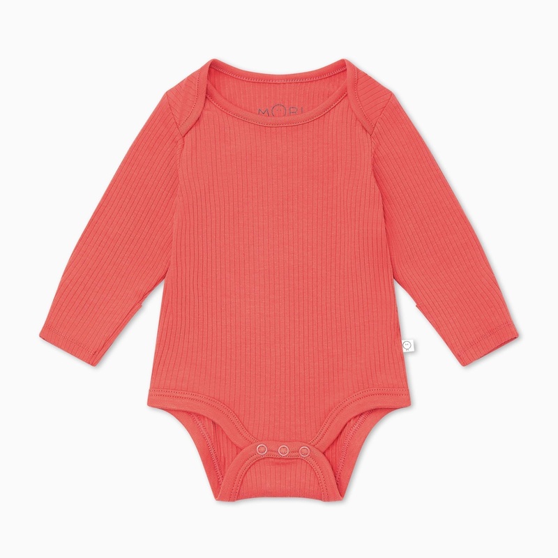 Ribbed Long Sleeve Bodysuit – Spiced Coral