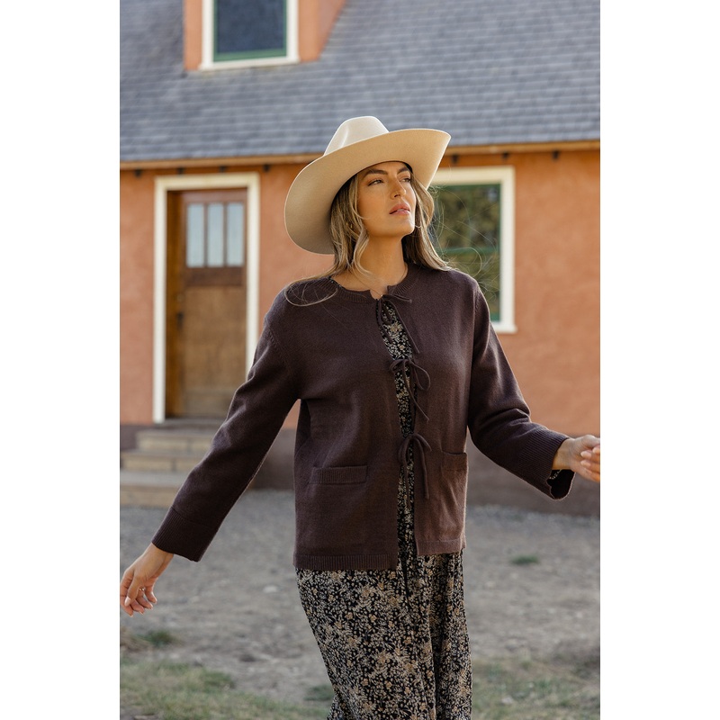 The Hideaway Tie Cardigan|SaddleBrown|S|M|L