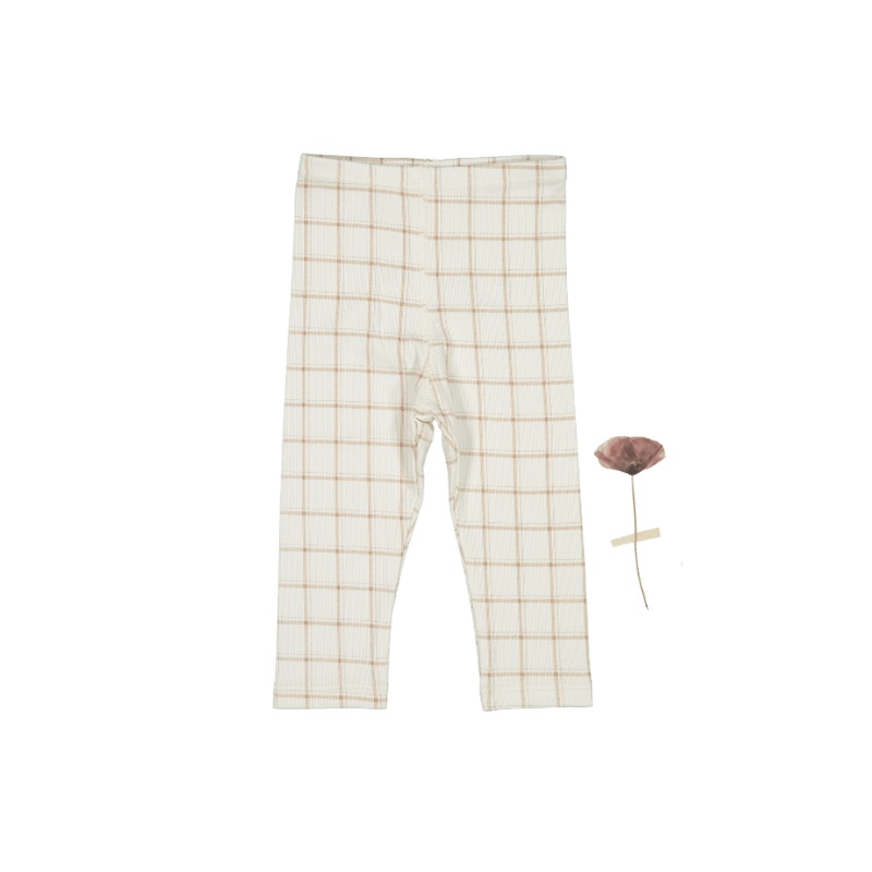 The Printed Legging – Tan Grid