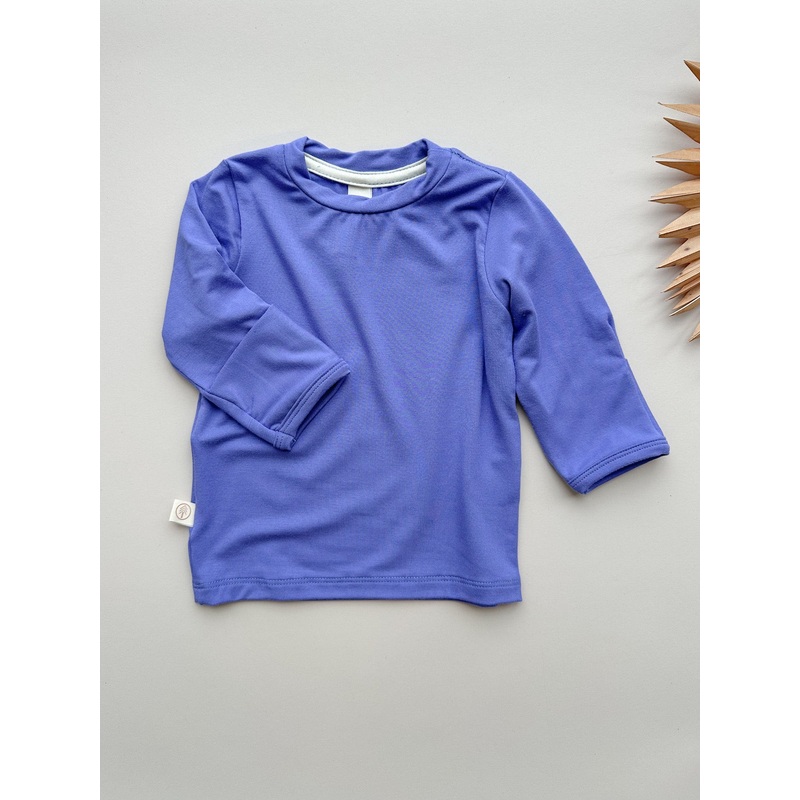 12/24m Long Sleeve T-shirt with Mittens | Baby & Toddler | Luxury Bamboo | Dark Periwinkle