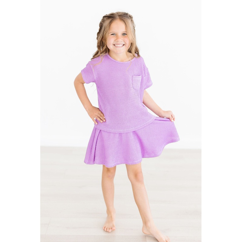 Bright Lilac Scrunchy Pocket Tee