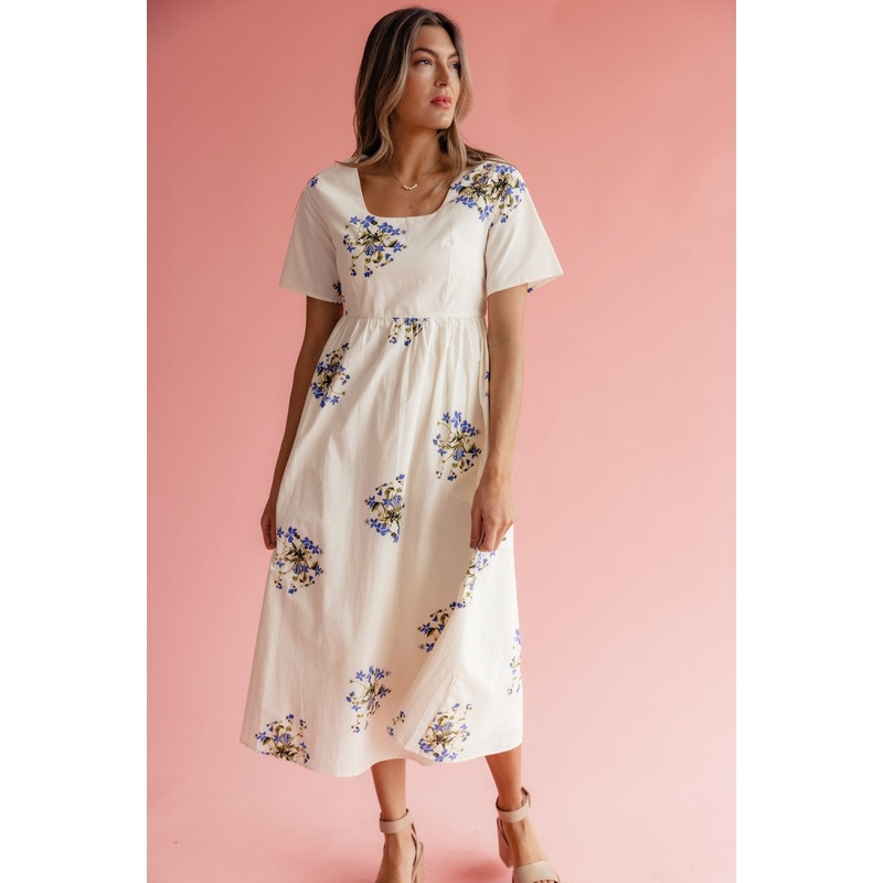 Elodie Square Neck Bow Dress|Cornsilk|XS|S|M|L|XL