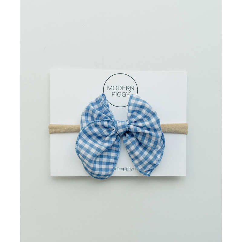 Gingham Glory- Blue | Petite Party Bow