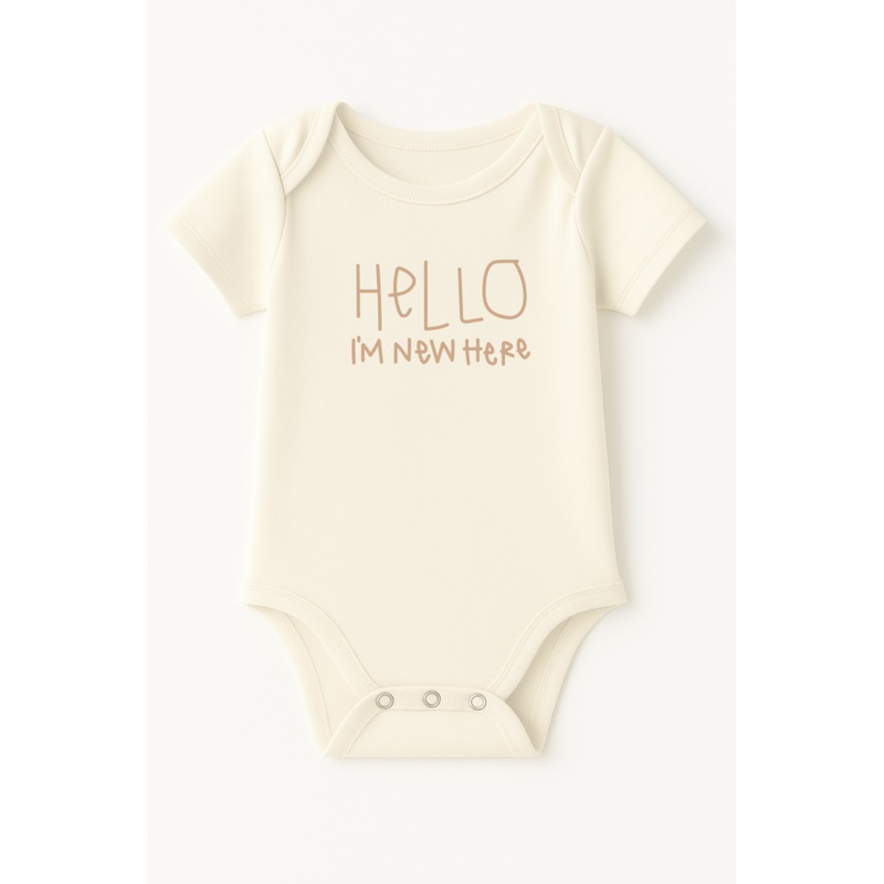 Hello I’m New Here Clay Organic Cotton Baby Bodysuit Short Sleeve