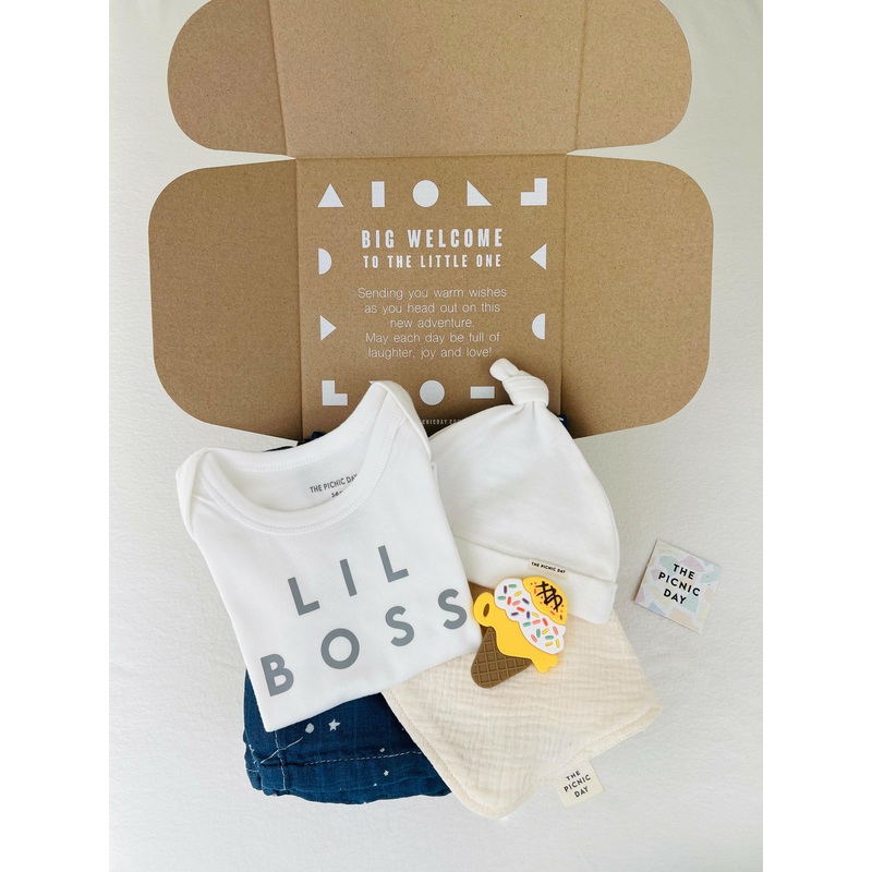 Lil Boss Organic Baby Gift Bundle White