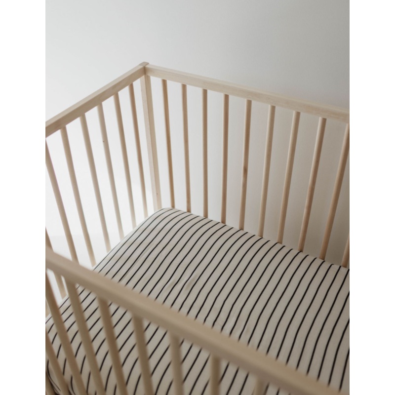 Muslin Crib Sheet | Grey & Black Stripe