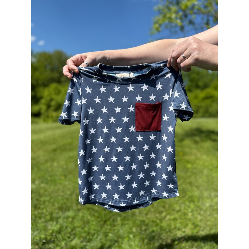 Navy Stars 4th of July Bamboo Pocket Tee