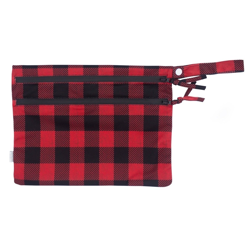 Red Buffalo Plaid – Waterproof Wet Bag (For mealtime, on-the-go, and more!)