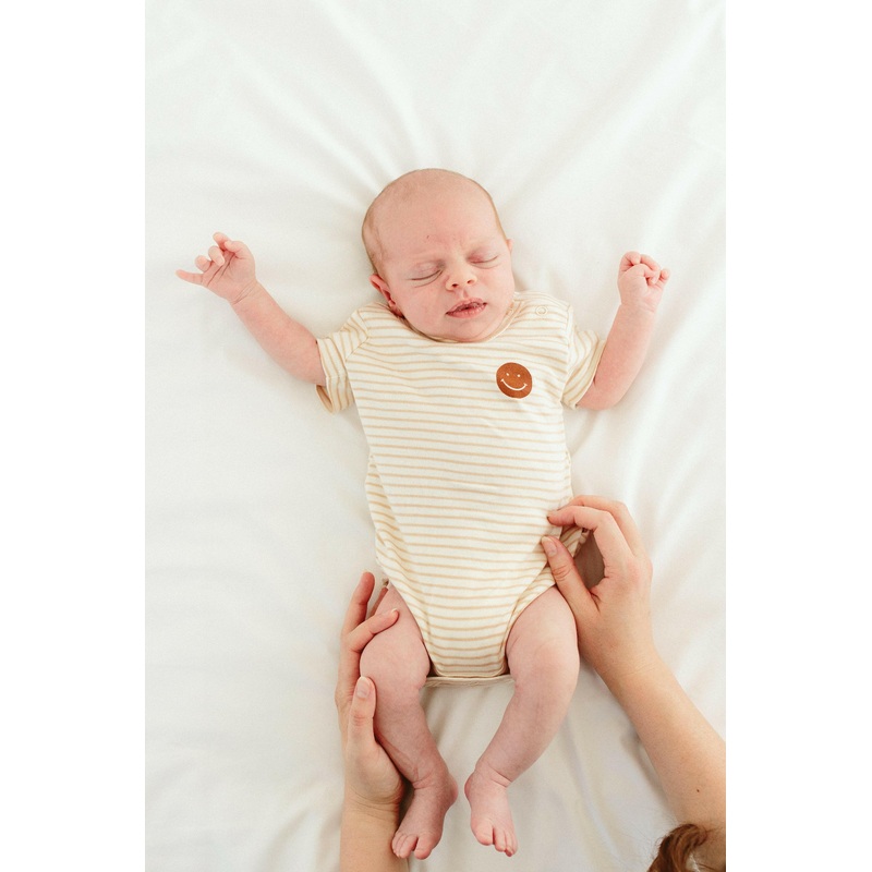 S/S BODYSUIT | HAPPY STRIPE|0-3M|3-6M|6-12M|12-18M|18-24M