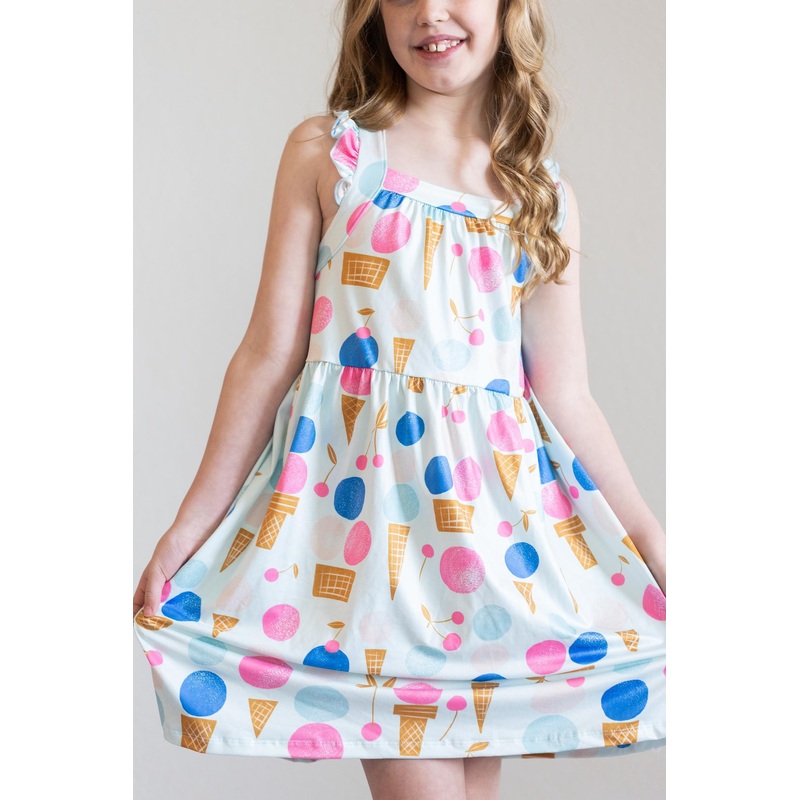 SALE We All Scream Ruffle Cross Back Dress