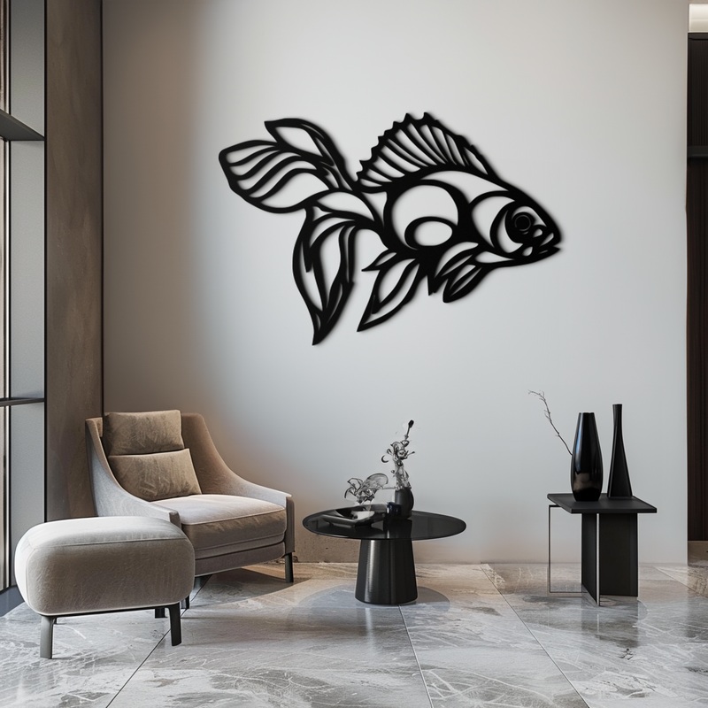 Abstract Fish Metal Wall Art – Modern Steel Wall Decor – KAF101