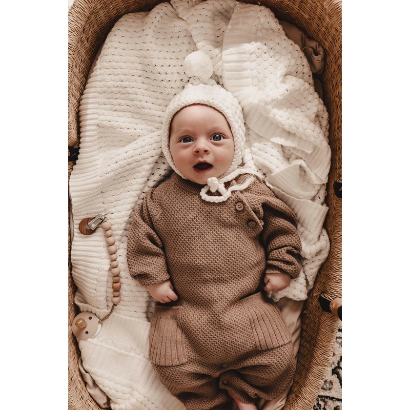 Chunky Knit Bonnet – White|0-3m|White