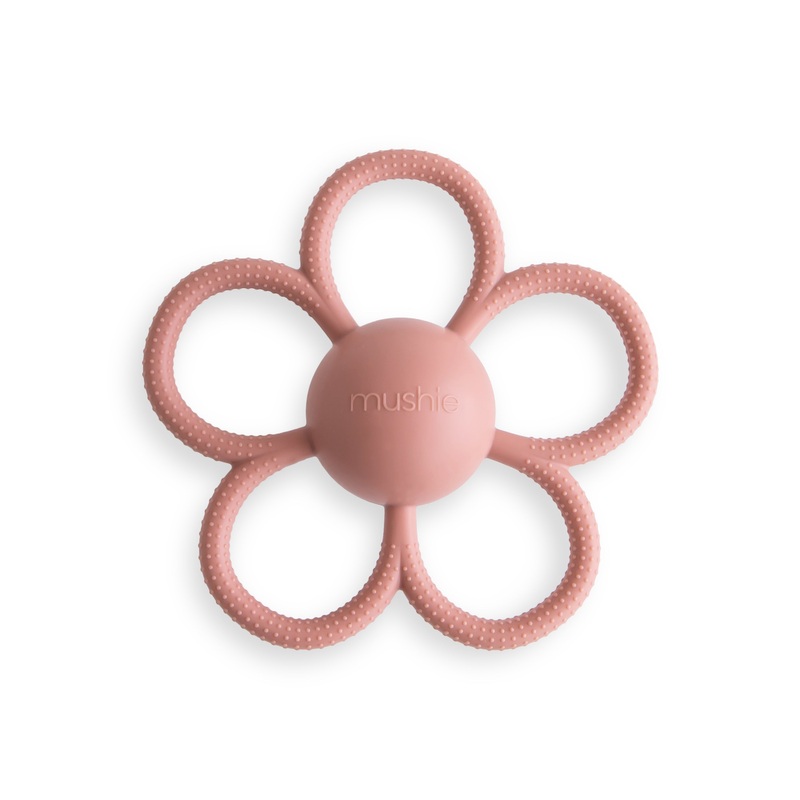 Daisy Rattle Teether|Faded Denim|Soft Lilac|Dusty Rose