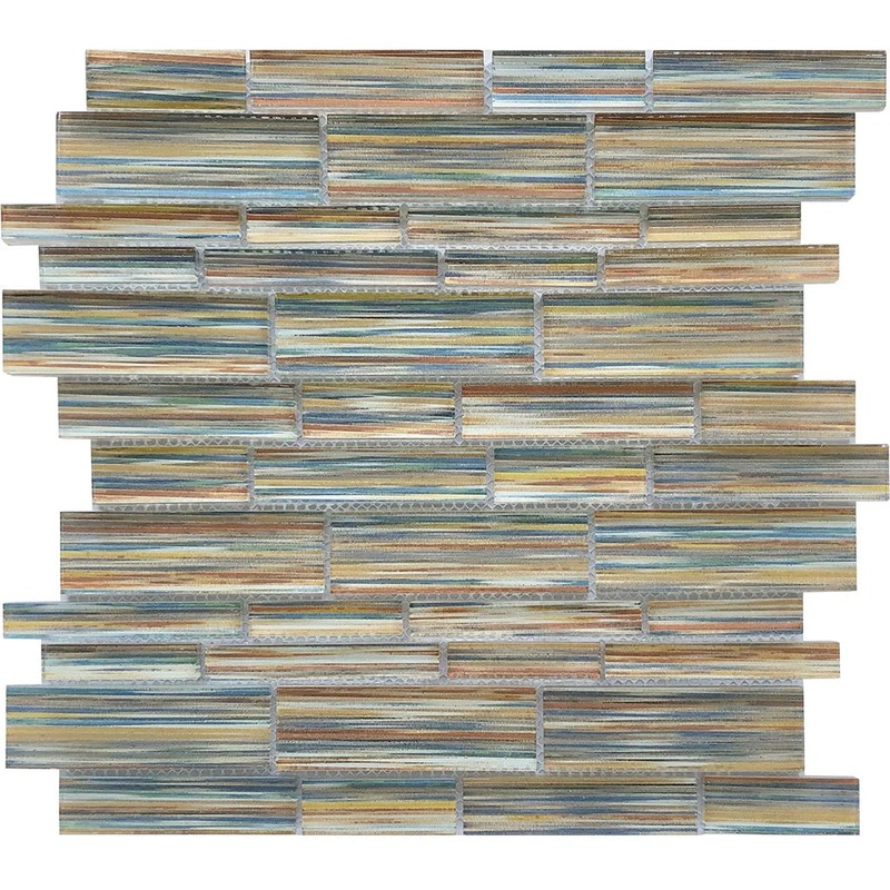 Edon Shoal Multi Linear Mosaic on 12×12 Mesh Glass Mosaic Tile Altona Series – Aquatica Collection