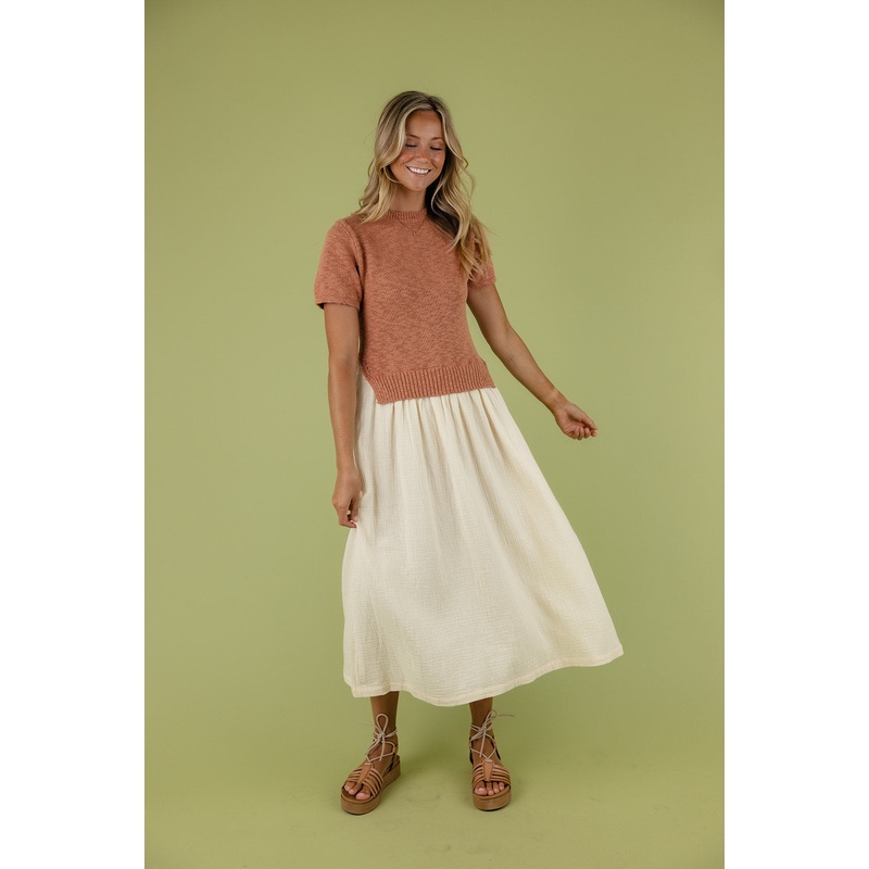 Marianne Sweater Dress|DarkSalmon|Tan|S|M|L