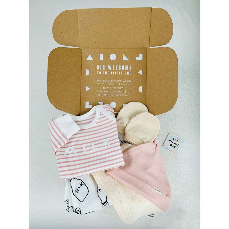 Stripe Organic Baby Gift Bundle Pink