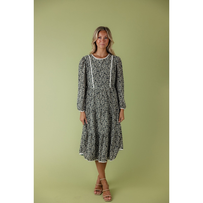 The Adeline Floral MOM Dress|DarkOliveGreen|XS|S|M|L|XL