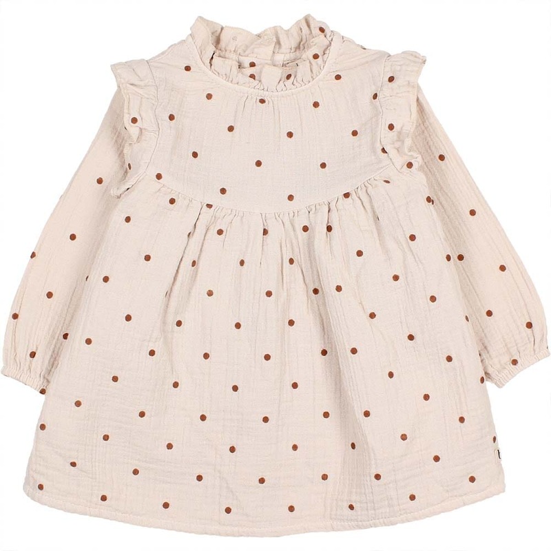 Baby Polka Dots Dress – Sand|3m|6m|9m|12m|18m