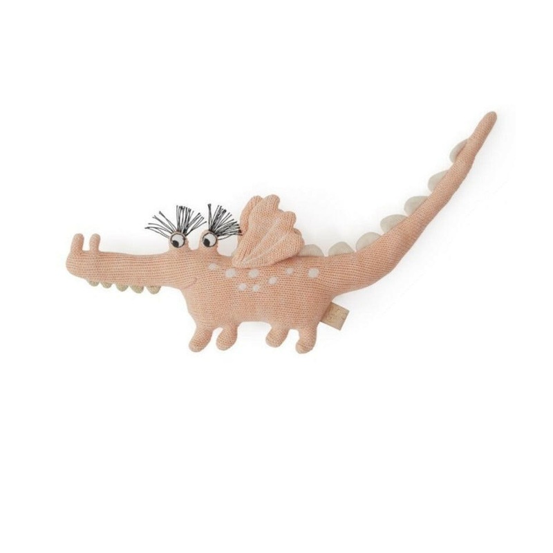 Darling Rattle – Baby Yoshi Crocodile – Coral