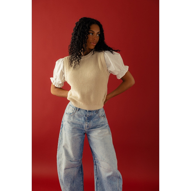 Getting Close Sweater Blouse|Tan|S|M|L|XL