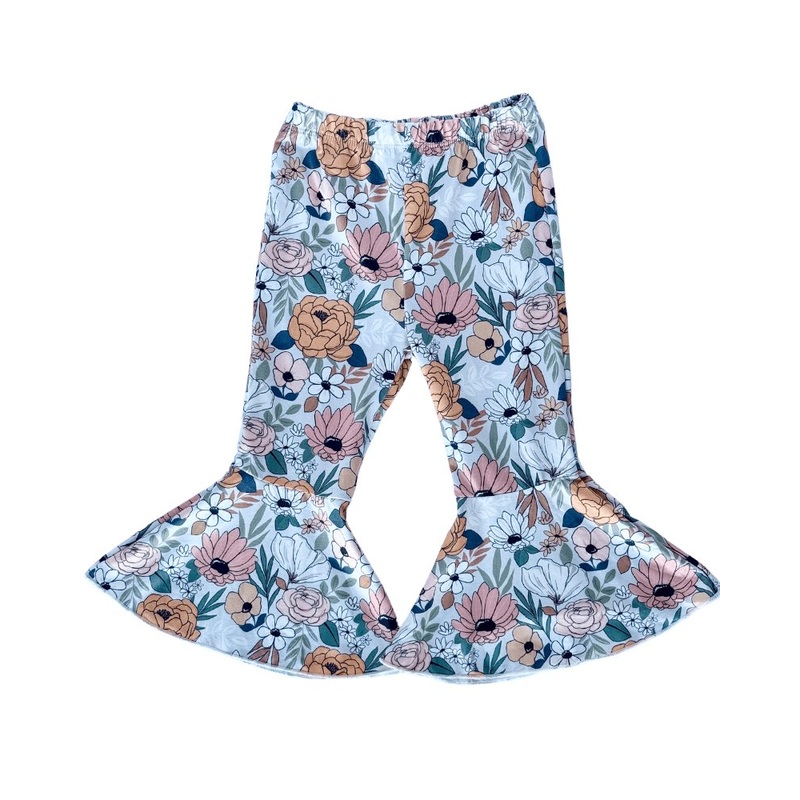 Lina Pleated Bell Bottoms – Cream Boho Floral