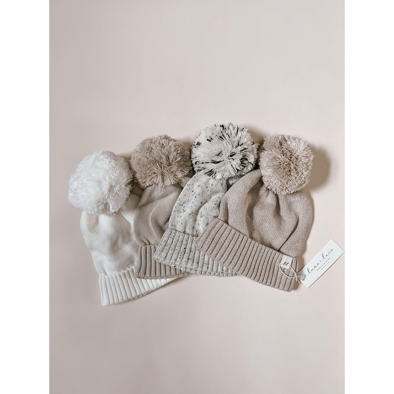 Luna + Luca Pom Beanie – Black Speckle