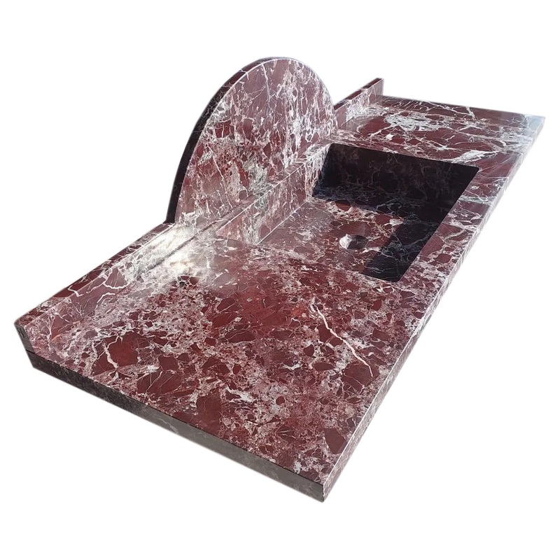 Rosso Levanto Marble Rectangular Wall-mount Sink (W)20 (L)52 (H)5