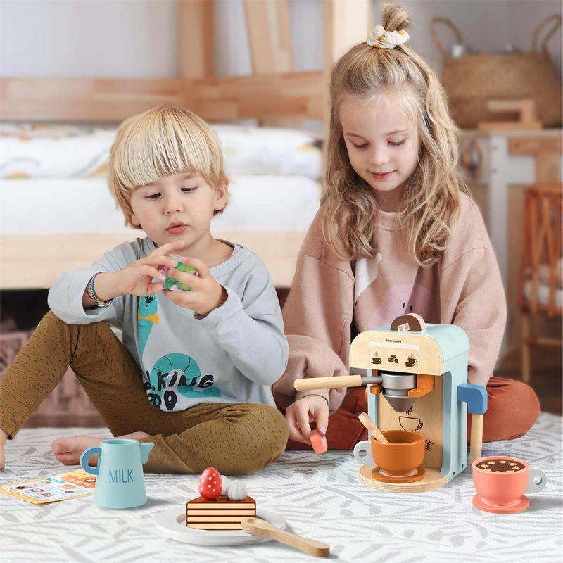 Tiny Land Wooden Kids Play Coffee Maker Set