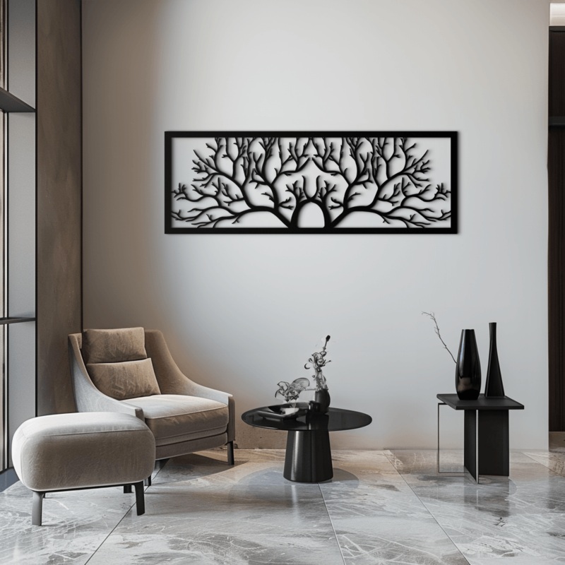 Tree of Life Metal Wall Art – Large Horizontal Steel Wall Decor – KAF025