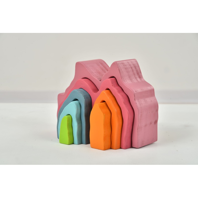 Wooden Mountain Rainbow Stacker Toy Puzzle Blocks