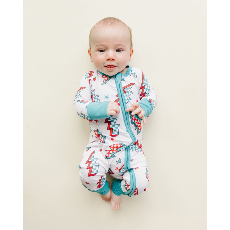 Bamboo Zip Romper | Checkered Bolts