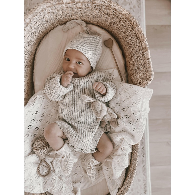 Luna + Luca Chunky Rib Romper – Black Speckle