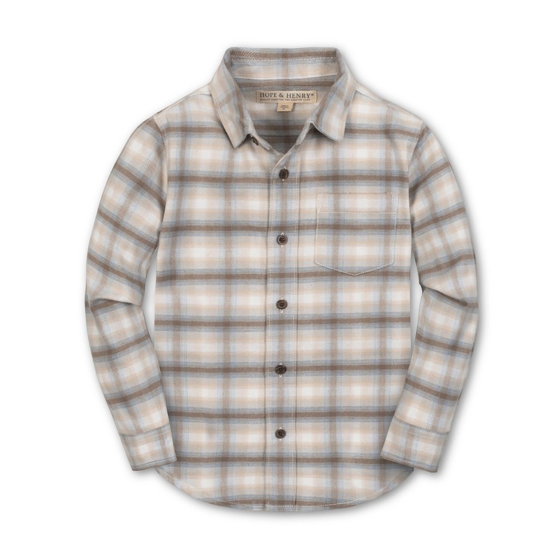 Organic Flannel Shirt|XX-Small|X-Small|Small|Medium|Large|X-Large|Taupe Ombre Plaid