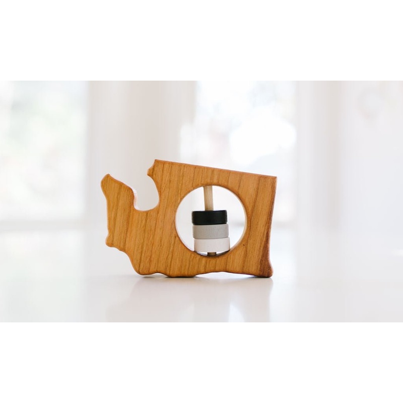 Washington State Wooden Baby Rattle