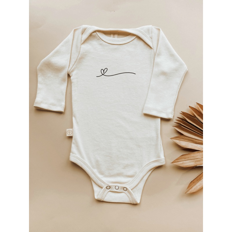 Baby One Line Heart Long-Sleeve Organic Cotton Bodysuit