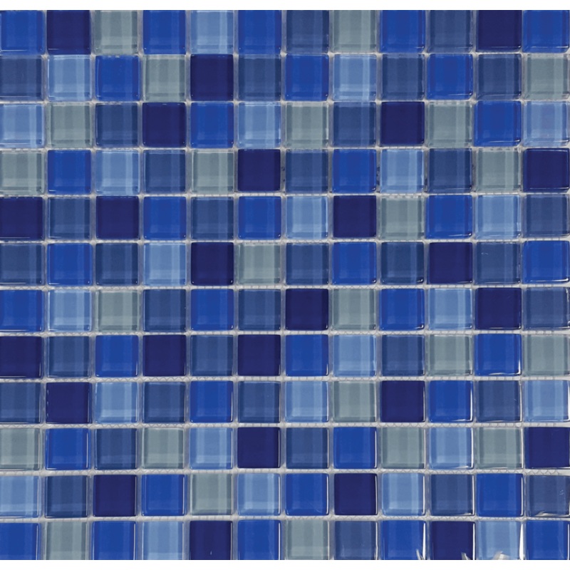 Bali 1×1 on 12×12 Mesh Crystal Glass Mosaic Tile Aqua Color Blends Series – Aquatica Collection