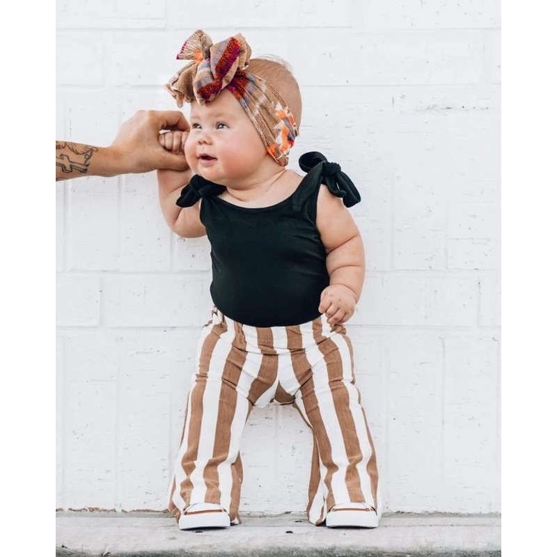 Blakely Boho Bell Bottoms – Tan Stripes