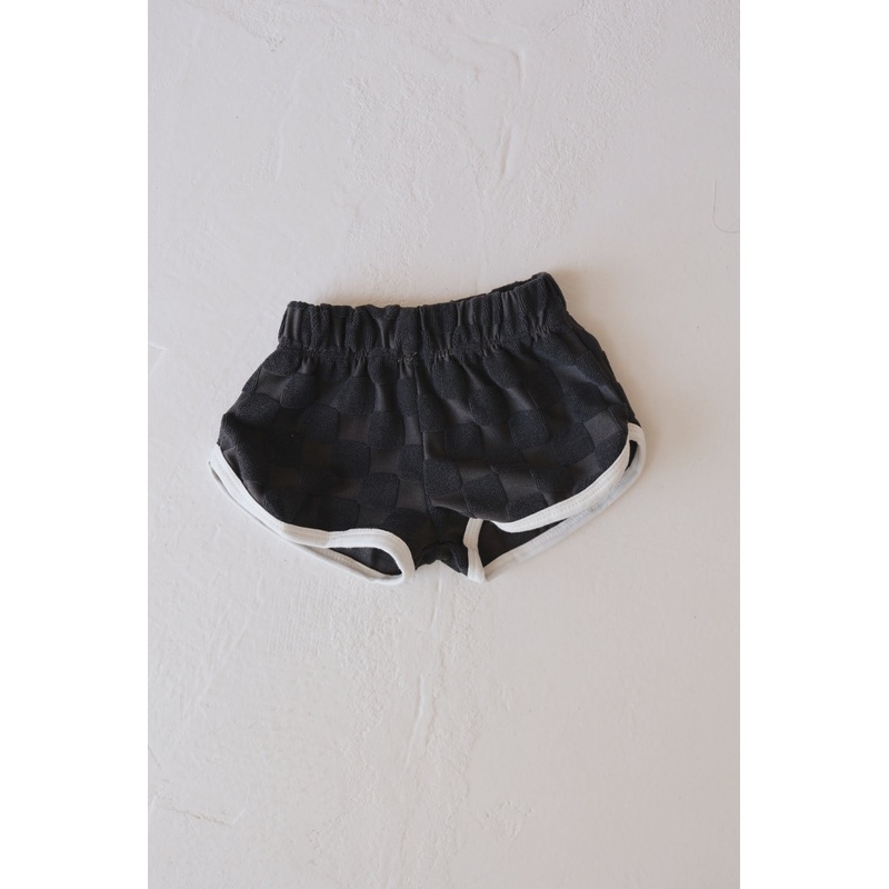 Children’s Terry Cloth Shorts | Charcoal Checkerboard