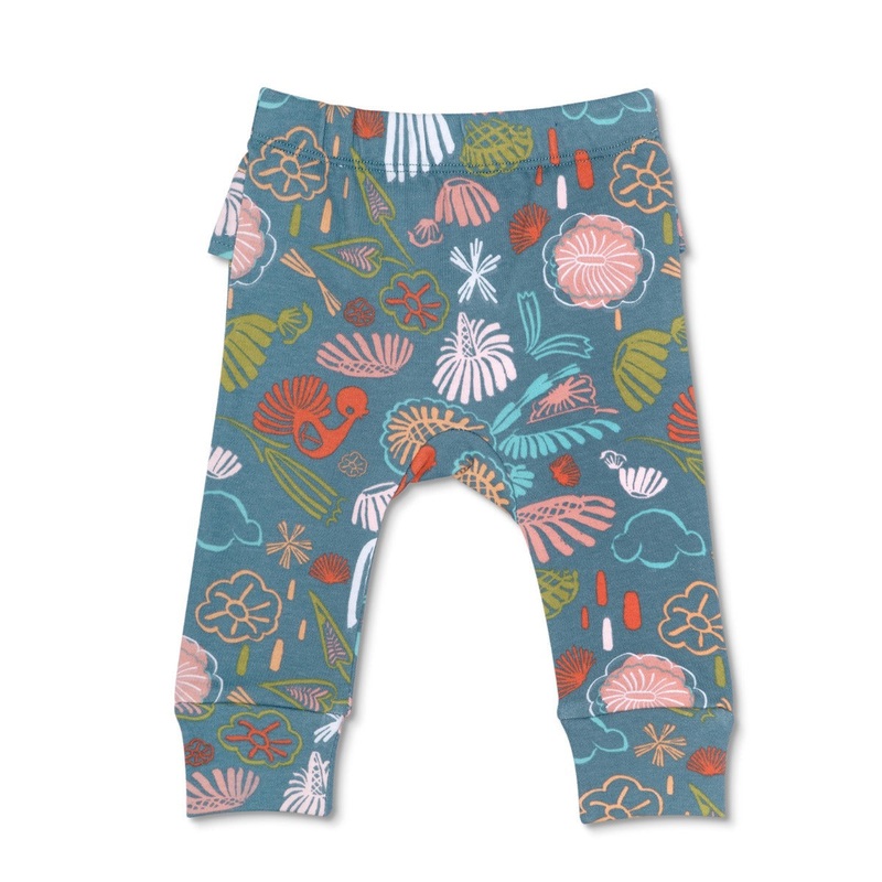 KEFE Ruffle Pants – Teal Flower Garden